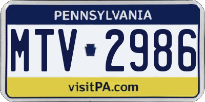PA license plate MTV2986
