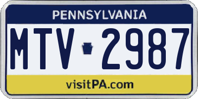 PA license plate MTV2987