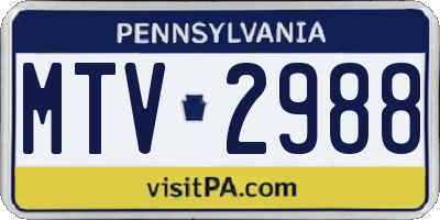 PA license plate MTV2988