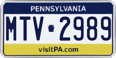 PA license plate MTV2989