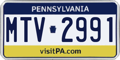PA license plate MTV2991