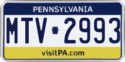 PA license plate MTV2993