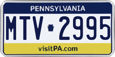 PA license plate MTV2995