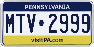 PA license plate MTV2999