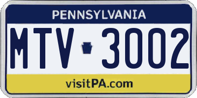 PA license plate MTV3002