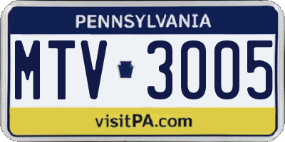 PA license plate MTV3005