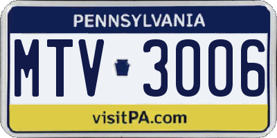 PA license plate MTV3006