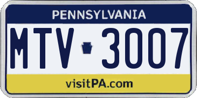 PA license plate MTV3007