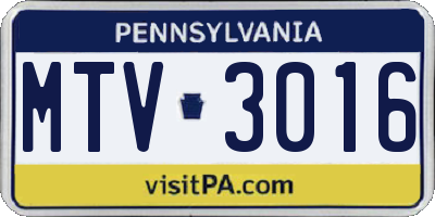PA license plate MTV3016
