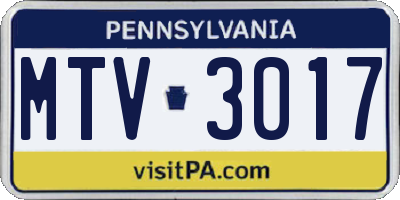 PA license plate MTV3017
