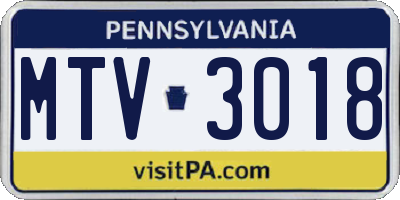 PA license plate MTV3018