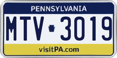 PA license plate MTV3019