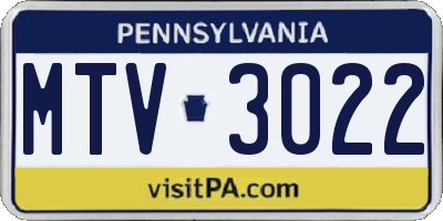 PA license plate MTV3022