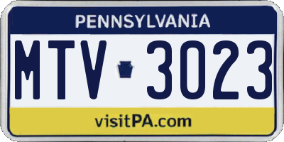 PA license plate MTV3023