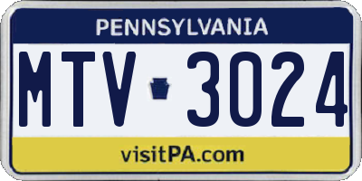 PA license plate MTV3024
