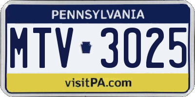 PA license plate MTV3025