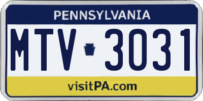 PA license plate MTV3031