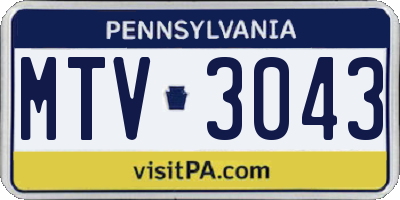 PA license plate MTV3043