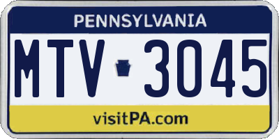 PA license plate MTV3045