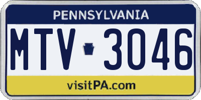 PA license plate MTV3046