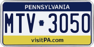 PA license plate MTV3050