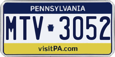 PA license plate MTV3052