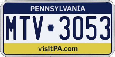 PA license plate MTV3053