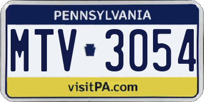 PA license plate MTV3054