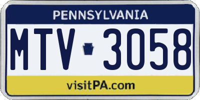 PA license plate MTV3058
