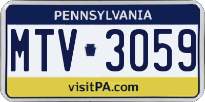 PA license plate MTV3059