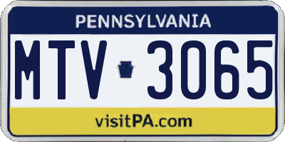 PA license plate MTV3065