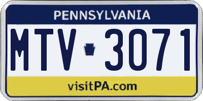 PA license plate MTV3071