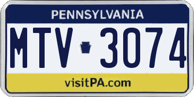 PA license plate MTV3074
