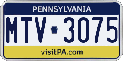 PA license plate MTV3075