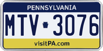 PA license plate MTV3076