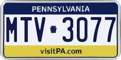 PA license plate MTV3077