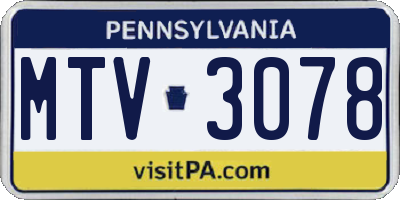 PA license plate MTV3078
