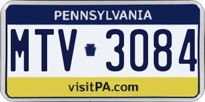 PA license plate MTV3084