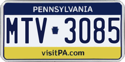 PA license plate MTV3085