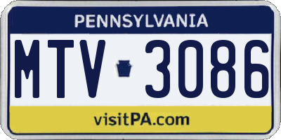 PA license plate MTV3086