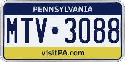 PA license plate MTV3088