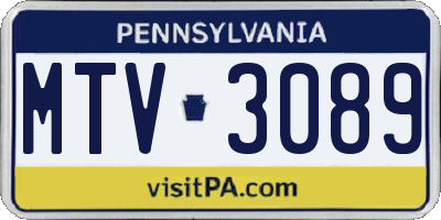 PA license plate MTV3089