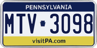 PA license plate MTV3098