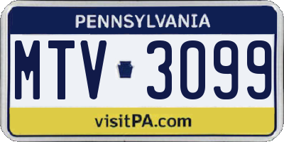 PA license plate MTV3099