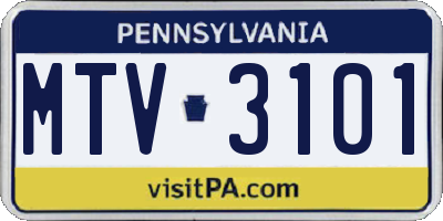 PA license plate MTV3101
