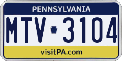 PA license plate MTV3104