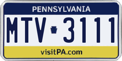 PA license plate MTV3111