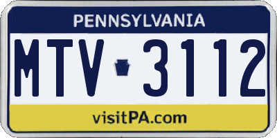 PA license plate MTV3112