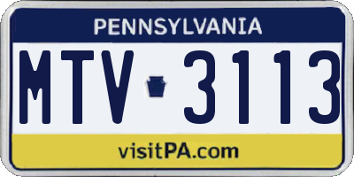 PA license plate MTV3113