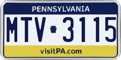 PA license plate MTV3115